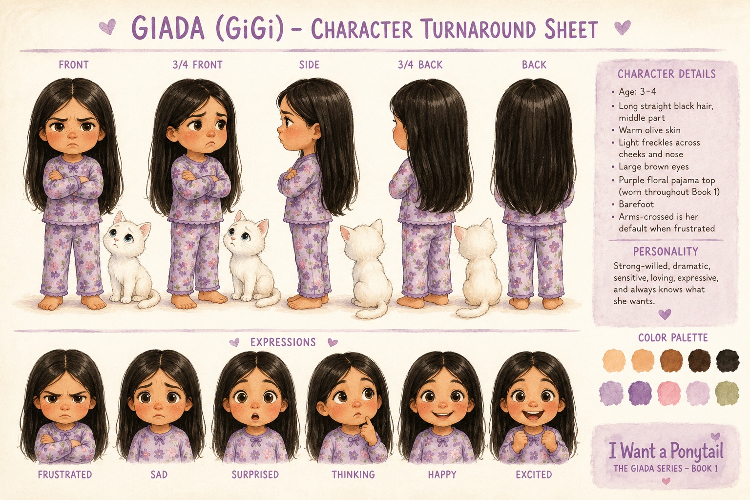 Noel (Mommy) character turnaround sheet — expressions and full body views